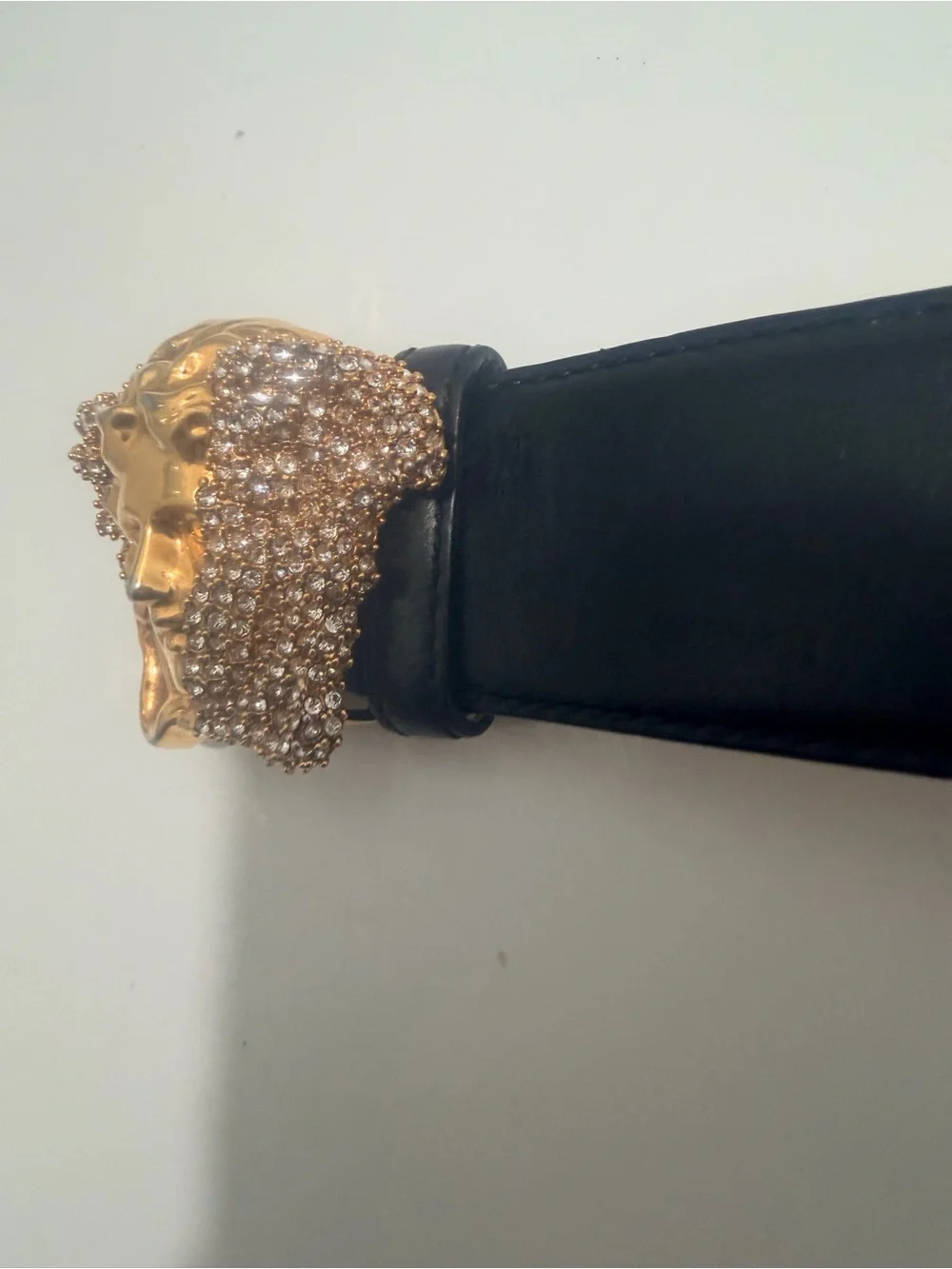 Versace Gold Medusa Crystal-Embellished Belt Buckle